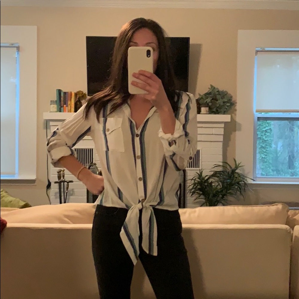 White button up blouse
